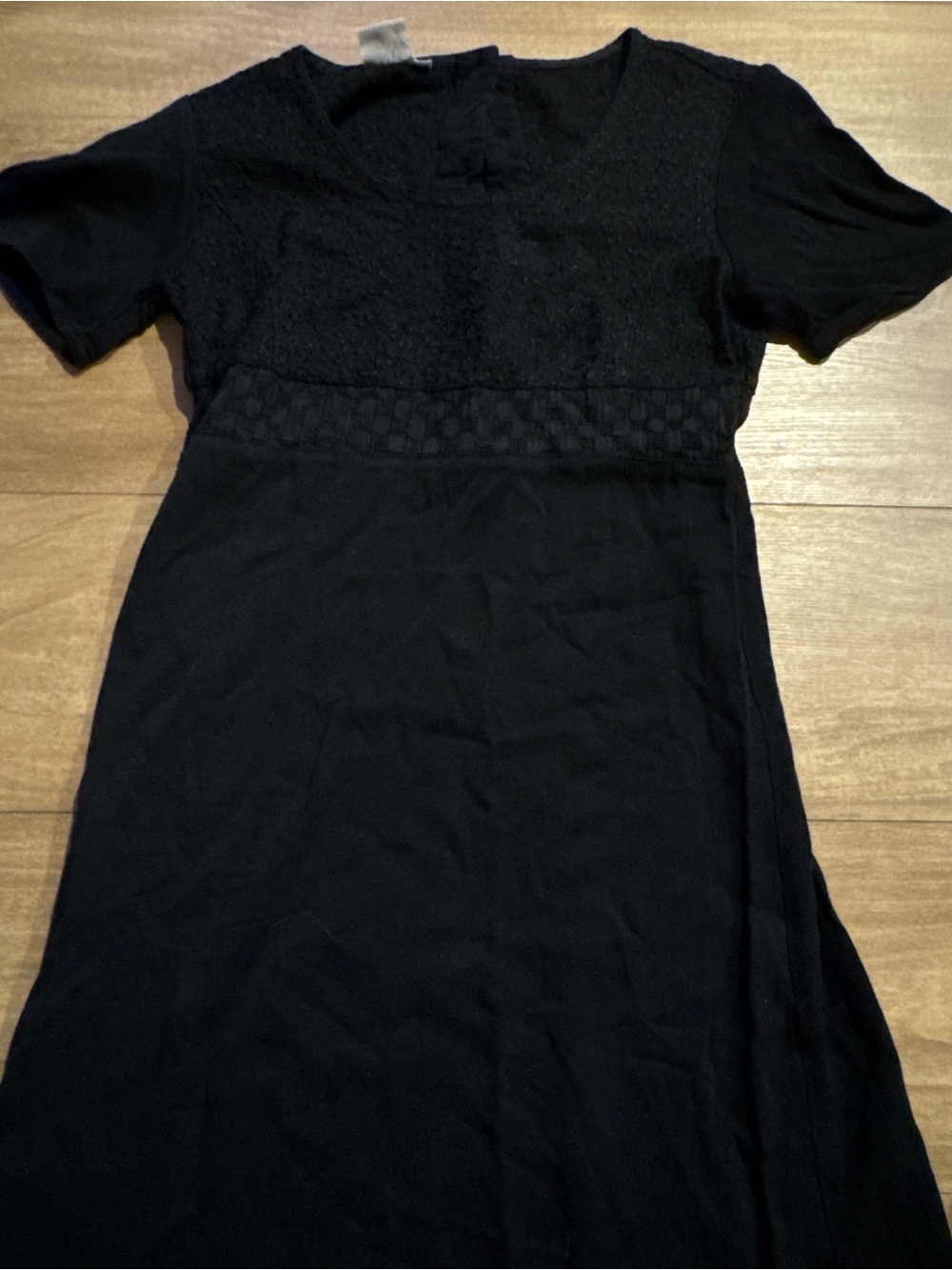 Johnny Was Black Short-Sleeve Mini Dress